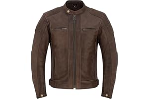 BTR BORN TO RACE Men's Motorcycle Motorbike Cowhide Leather Jacket Distress Zip Up CE Approved Protection Jacket