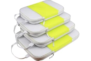 Compression Packing Cubes For Suitcases,Gowraps 6 Set/4 Set Travel Cubes For Luggage/Carry On/Backpack Compressible Travel Organizer Bags &Storage Bag Set Packing Organizers (LimeGreen, Set Of 4)