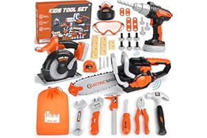 Kids Tool Set - Pretend Play Construction Toys for 3 4 5 Year Old Boy Gifts, Preschool Learning Tool Set with Electronic Dril