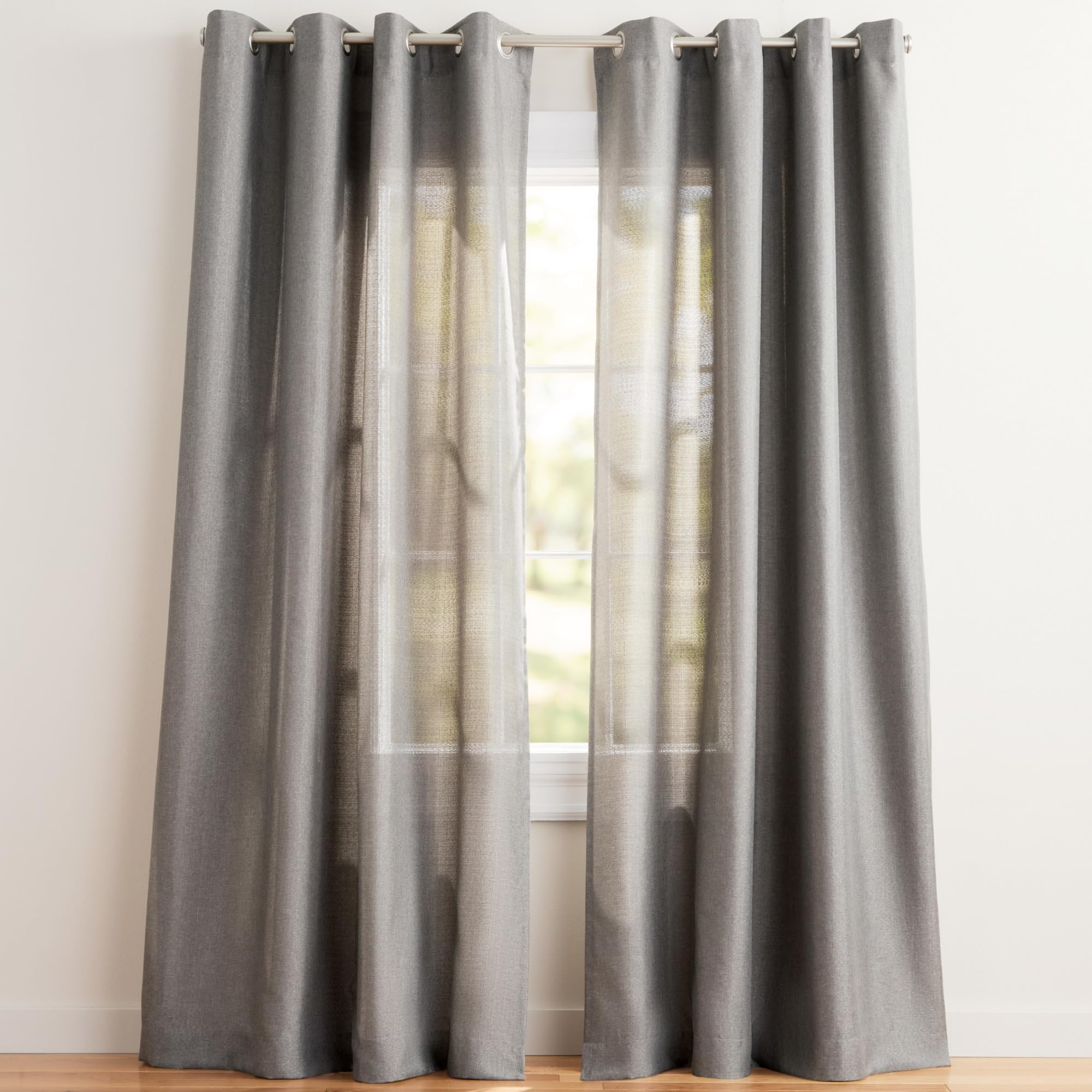 Exclusive Home Curtains Loha Linen Window Curtain Panel, Polyester, Black Pearl, 108" Length — image 1