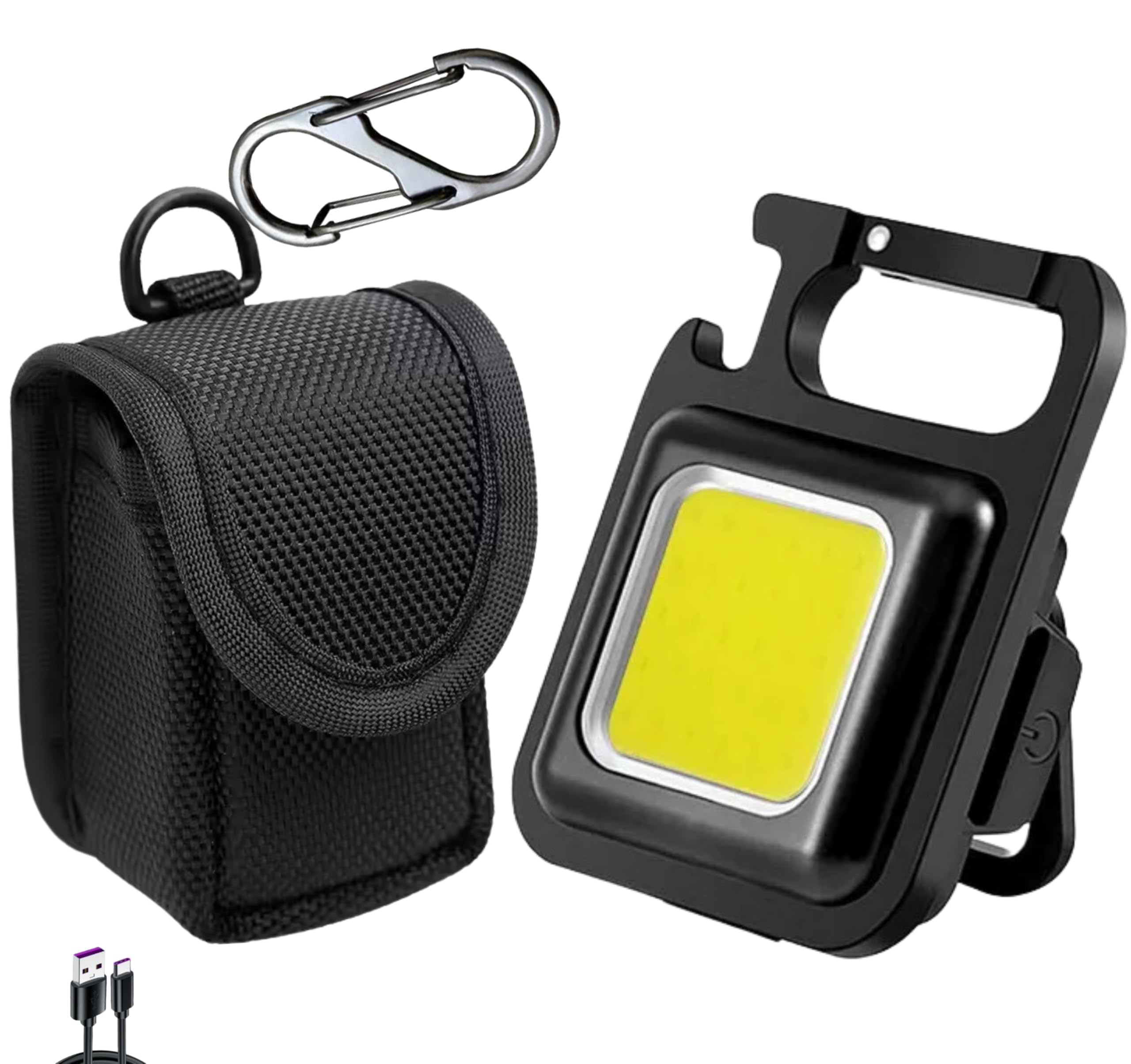 TradeProvider® Mini COB LED Flashlight 1000 Lumens, USB Rechargeable Torch with 4 Modes, Magnetic Base, Keychain & Carabiner, Belt Pouch, Bottle Opener – Compact Work, Outdoor & Emergency Light — image 1