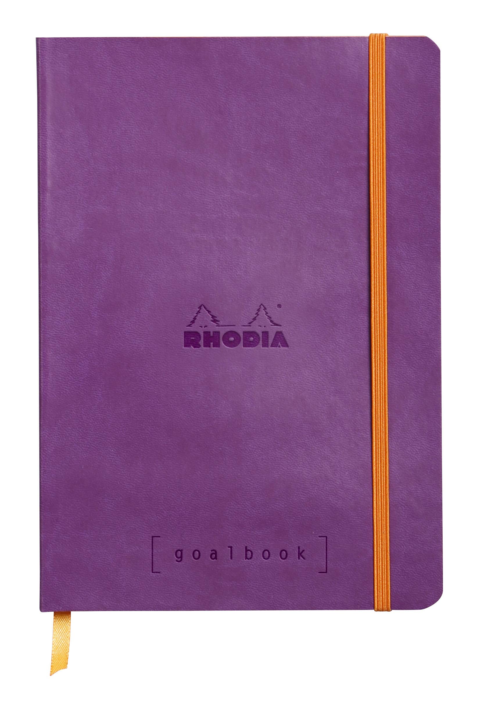 RHODIA 117750C - Bullet Journal Goalbook Violet - A5 14.8 x 21 cm - Dotted - 240 pages - 90 gsm Ivory paper - 2 Ribbons, Elastic closure - Leatherette