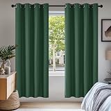 Deconovo Forest Green Blackout Curtains 2 Panels 140x175 Eyelet Thermal Ready