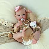 KSBD Realistic Reborn Baby Dolls - 20 Inch Cute Real Life Baby Girl Doll, Lifelike Newborn with Full Vinyl Body,Real Baby Dolls with Accessories for 3+ Years Old Kids Gifts