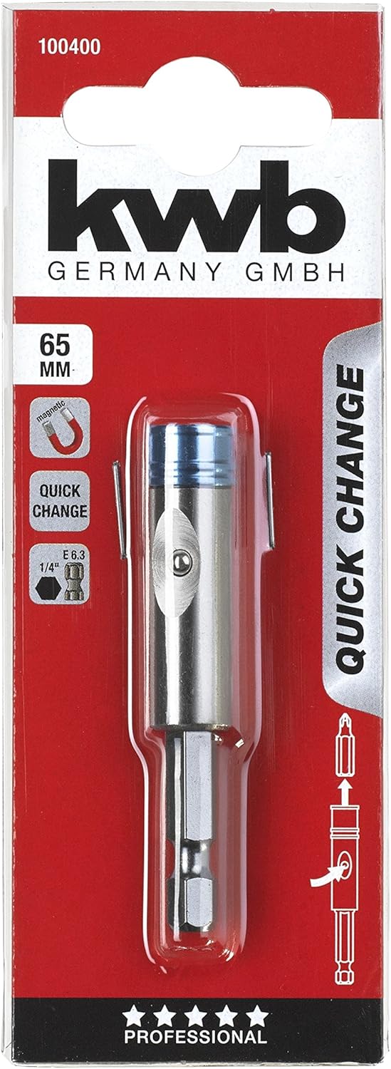 KWB ONE-TOUCH MAGNETIC QUICK-CHANGE BIT HOLDER WITH AUTOMATIC BIT RELEASE - 1/4'' HEX SHANK, 65 MM LENGTH - Image 3