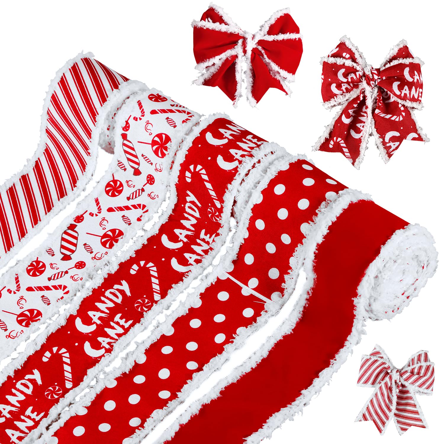 5 Rolls Christmas Ribbons Wired, Easy to Shape 25 Yard x 2.5 inch Red Ribbon for Gift Wrapping Wedding Christmas Tree Decorations Making Bow-Knot DIY Craft