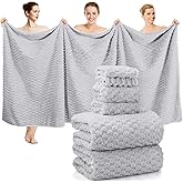 Peryiter Gray 6 Pcs Oversized Bath Sheets 40" x 80" Luxury Extra Large Bath Towels Set for Adults Microfiber Soft Quick Dry Highly Absorbent Shower Towel for Bathroom Hotel Spa Gym Yoga