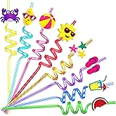 Drinking Straws Pool Party Decorations Summer Party Favors - 24 Reusable Straws for Beach Birthday Party Decorations Supplies Summer Fun Gifts