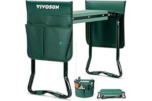 VIVOSUN Heavy Duty Garden Kneeler and Seat, Folding Garden Stool with Soft EVA Foam Kneeling Pad & 2 Large Tool Bags, Anti-Ti