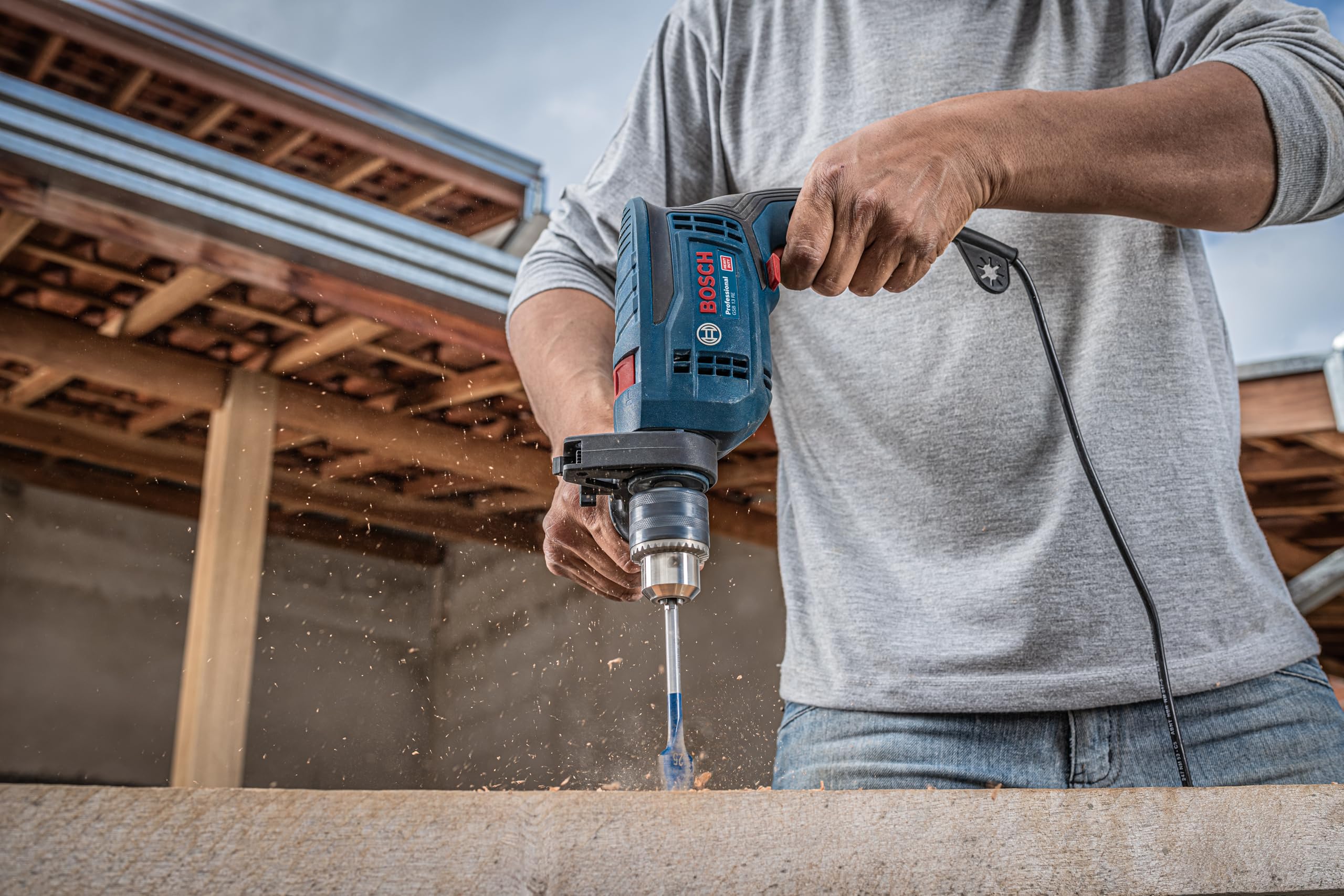 Bosch Professional Schlagbohrmaschine GSB 13 RE (Leistung 600 Watt, inkl. Tiefenanschlag 210mm, Schnellspannbohrfutter 13mm) 4