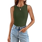 ZESICA Womens 2026 Ribbed Tank Tops Summer Sleeveless High Neck Casual Slim Fitted Basic Knit Shirts