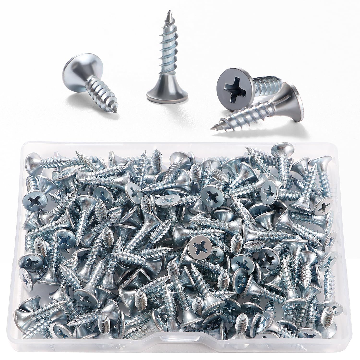 VooGenzek 150 PCS M3.5 * 16 mm Coarse Thread Point Drywall Screws, Phillips Countersunk, Plasterboard Wood Screws, for Plasterboard, Drywall and Wood, Silver โ image 1