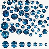 150Pcs Mix Round Glass Rhinestones Peacock Blue Point Back Crystal Gems Satellite Faceted Rhinestones 7 Sizes Jewels Embelishments with Silver Plated Back for Crafts, Jewelry Making, Clothes, Shoes