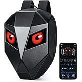 Gelrova Motorcycle Backpack with LED Eyes, Waterproof Hard Shell Light Up Scooter Bag, Laptop Backpack for Riding, Cycling Gear, Large Size 19in