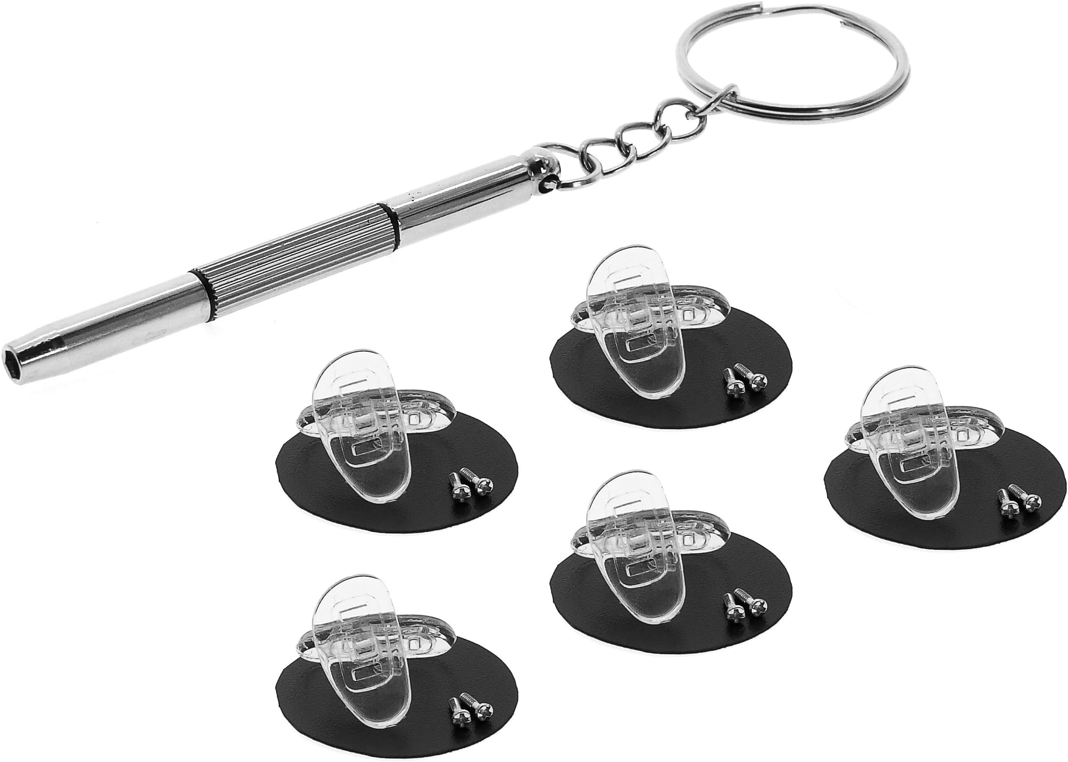 15mm D-Shaped Soft Silicone Nose Pads for Eyeglasses Repair Kits Mini 3 in 1 Stainless Steel Screwdriver