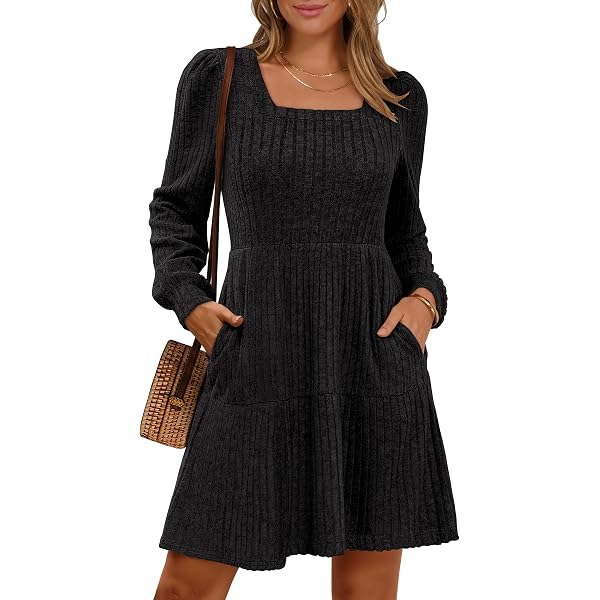 sweater casual dresses Sovoyontee Women's 2025 Fall Long Sleeve Mock Neck Dress Loose Ribbed Knit Mini Short Pullover at Amazon Women's Clothing store our dresses are a blend of elegance and modernity Casual Knee Length Sweater Dresses