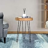 WELLAND Rustic Old Elm Wood Round End Table with