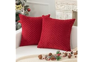 K KEVIN TEXTILE Kevin Textile Pillow Covers Cushion Cases Christmas Throw Pillow Cover Stripe Pattern Decorative Soft Corduroy Cushion Covers Stripes for Living Room Set of 2 18x18 Inch Burgundy