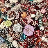 120-160Pcs Cute Assorted Kawaii Aesthetic Beads 100G Vintage Bohemian Acrylic Bead in Bulk Round Oval Butterfly Flower Czech Style Beads Jewelry Making Metal Enlaced Charm DIY Craft（Dark Colorful）