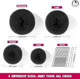 Teenitor Black Hair Bun Donut Set 4 Sizes with 20 Pins Ballet Bun Maker view 2