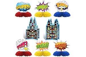 Hero Theme Party Decorations,8 PCS KSKSPE Hero Centerpieces for Tables Honeycomb Centerpieces 3D Hero Theme Party Decor Supplies Boys Girls