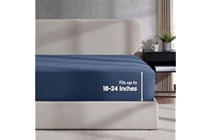 Nestl Navy Twin Fitted Sheet Kids, Extra Deep Pocket Fitted Sheet Twin Size, 1800 Microfiber Fitted Twin Sheet Only, Ultra Soft Twin Bed Fitted Sheet Fits up to 24 Inch Mattress