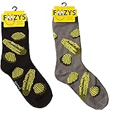 Foozys Women’s Crew Socks | Fun Dill Pickle Food & Drink Novelty Socks | 2 Pair