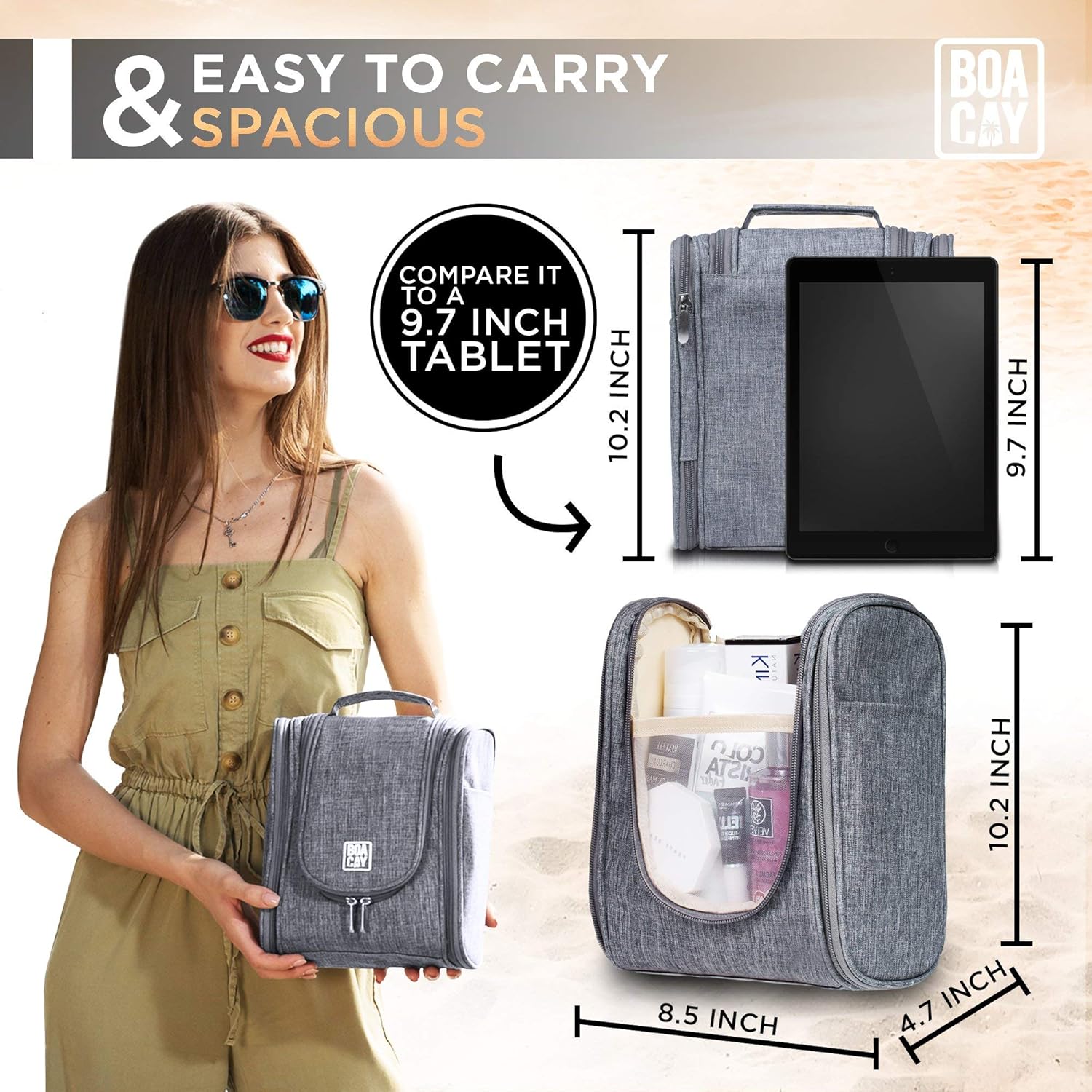 Premium Hanging Travel Toiletry Bag for Women and Men, Hygiene Bag, Bathroom and Shower Organizer Kit with Elastic Band Holders for Toiletries, Cosmetics, Makeup, Brushes: Clothing