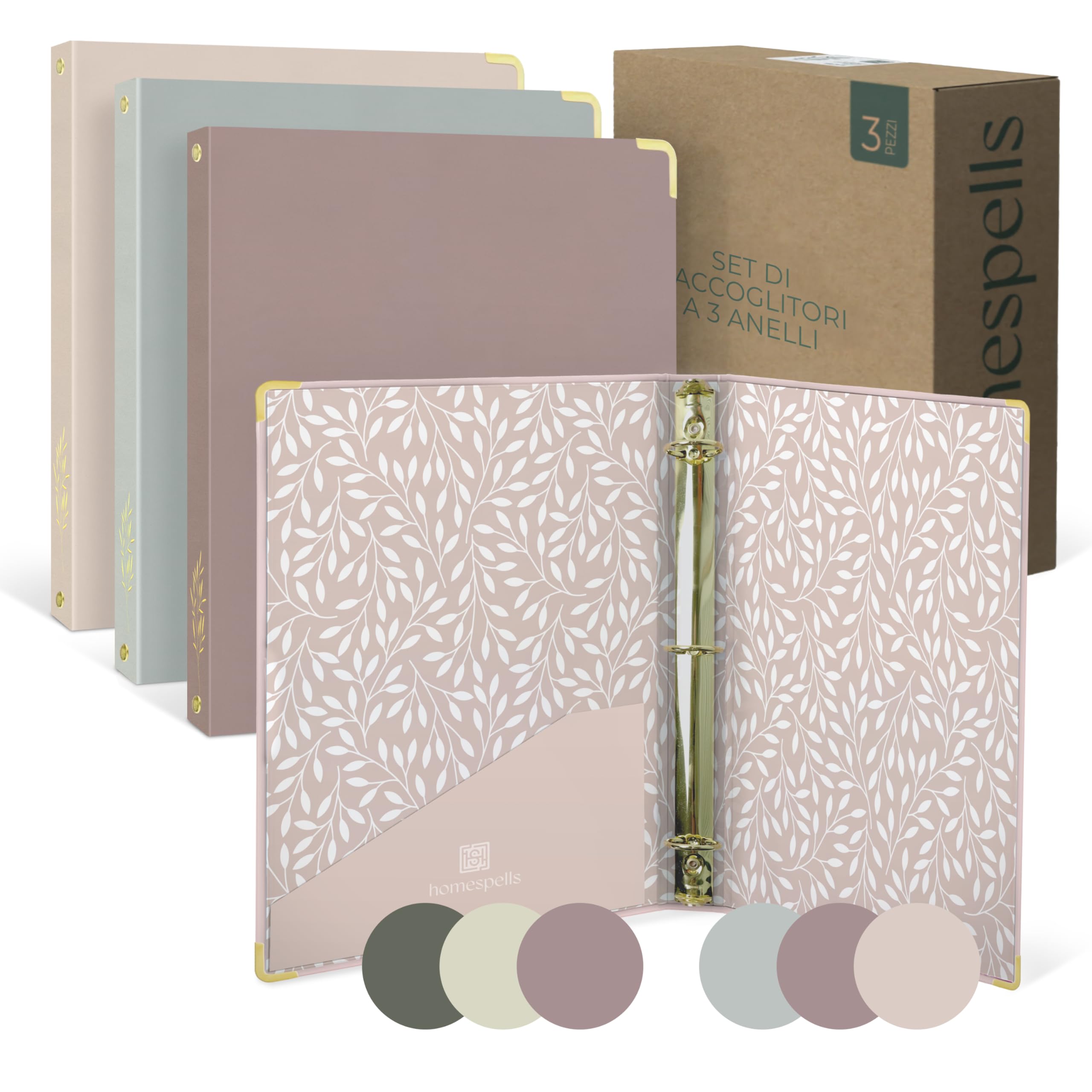 Photo 1 of 3 Ring Binder 1-Inch Rings – 3-Pack of Cute Binders with Pockets, Gold-Foil & Metal Corners – 1 Inch Binders 3 Ring Cute for School, Office & Work – 1" Pastel Three-Ring Binder One Inch