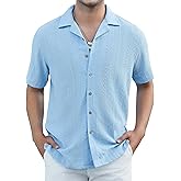 Damipow Mens Casual Button Down Shirts Short Sleeve Fashion Vacation Beach Shirts