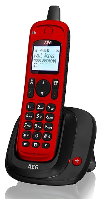 AEG Thor Outdoor | DECT Telefon | Schnurloses Festnetztelefon | IP67 Schnurlostelefon | Rot
