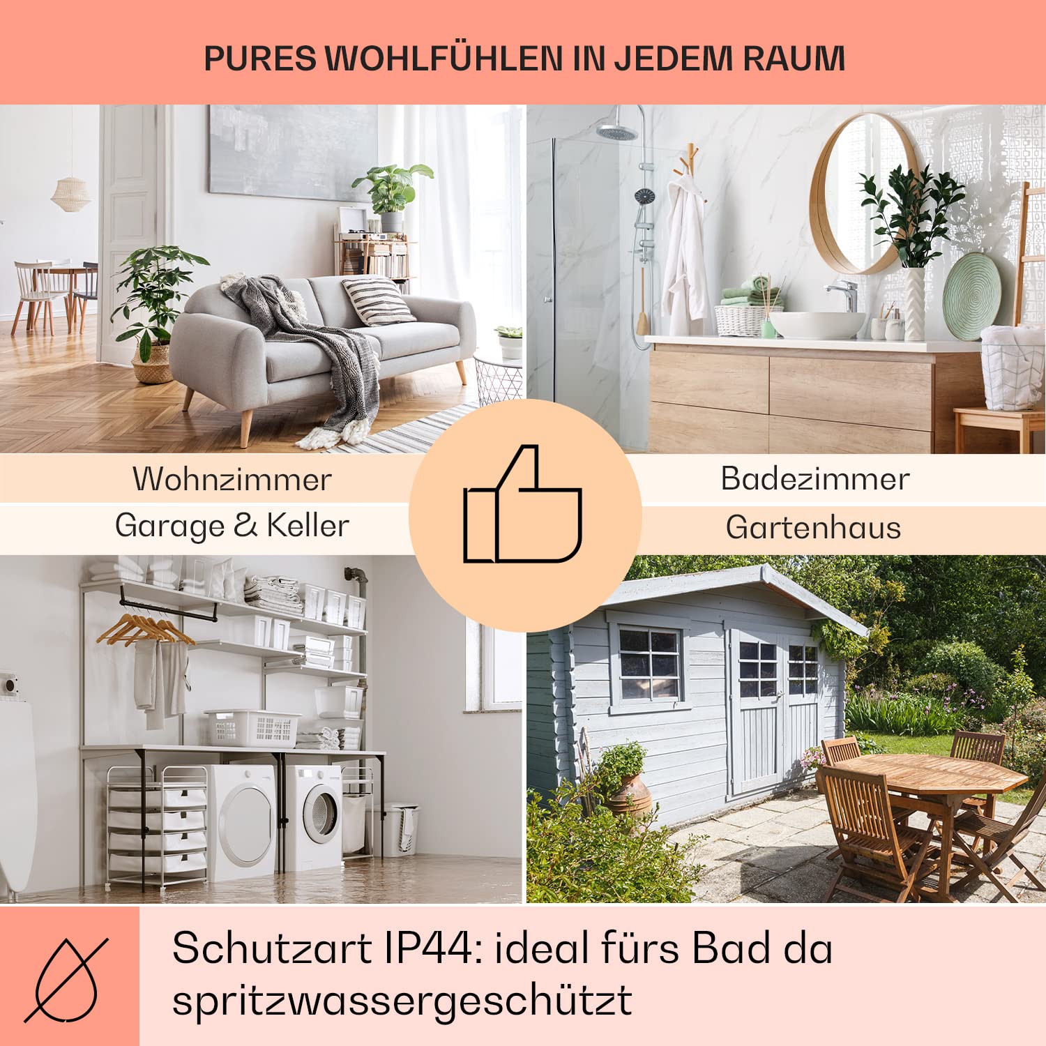 Klarstein Infrarotheizung mit Thermostat, 700W Elektroheizung, Smart Home Bild-Infrarotheizung zur Wandmontage, IR mit IoT/WiFi App-Control, Feuchtraum Flach-Heizkörper, CO2-Freie Wand Heizung 5
