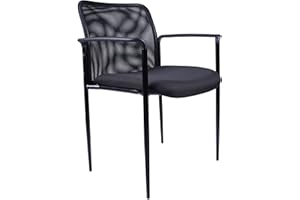 Boss Office Products Stackable Mesh Guest Chair in Black, 250 (B6909-BK)
