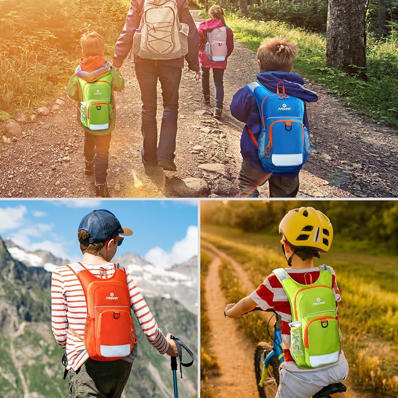 Mochila de hidratación para niños, mini mochila de agua con bolsa de agua de 1.5 L para senderismo, ciclismo, correr, color azul