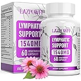 Lazpowfi Lymphatic Drainage Supplements, 1540mg Lymph System Support Supplement for Women & Men with Dandelion, Burdock, Echinacea,Rutin, Turmeric,Cleavers & More, 60 Capsules