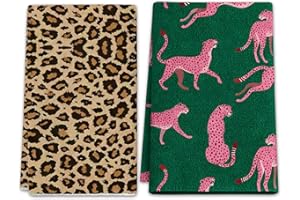 Qitdusy 2PCS Cheetah Print Towels, Leopard Print Towels and Leopard Towels for Bathroom, Soft Patterned Hand Towels for Moder