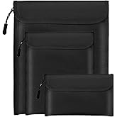Lihengkong Fireproof Waterproof Document Bag 3-Pack Black 2000℉ Money Bag for Cash Passports ID Cards Social Security Card Protector Waterproof Zipper Pouch Fire Proof Bank Bag Document Holder