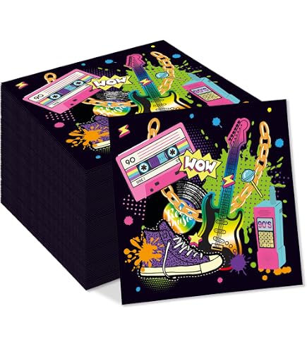 Amazon.com: 100Pcs 90s Napkins - 13 x 13inch 90's Party