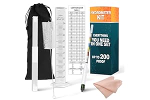 VIBRANT KITCHEN Triple Scale Hydrometer Alcohol Kit With Plastic Test Jar - Beer Hydrometer for Mead Making Wine Hydrometer Kit - Alcohol Tester for Brewing 0-200 Proof Measure Abv Tester Alcohol Measuring Tools Brix