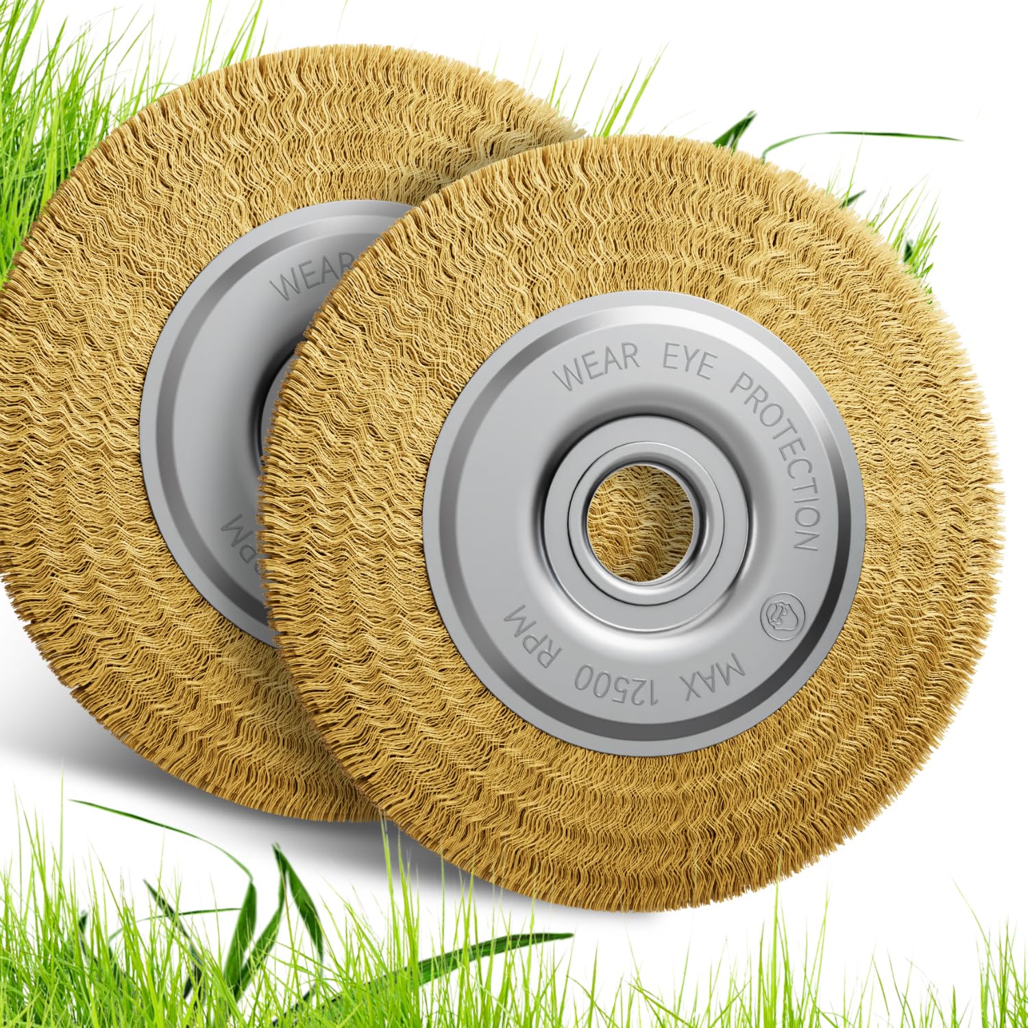 2 Grout Brush Compatible with Gloria, Accessories for MultiBrush and WeedBrush Devices, Wire Brush/Brass Brush for Joint Cleaning, 11 cm Diameter, 15 mm Width, Weedbrush Accessories, Replacement Brush