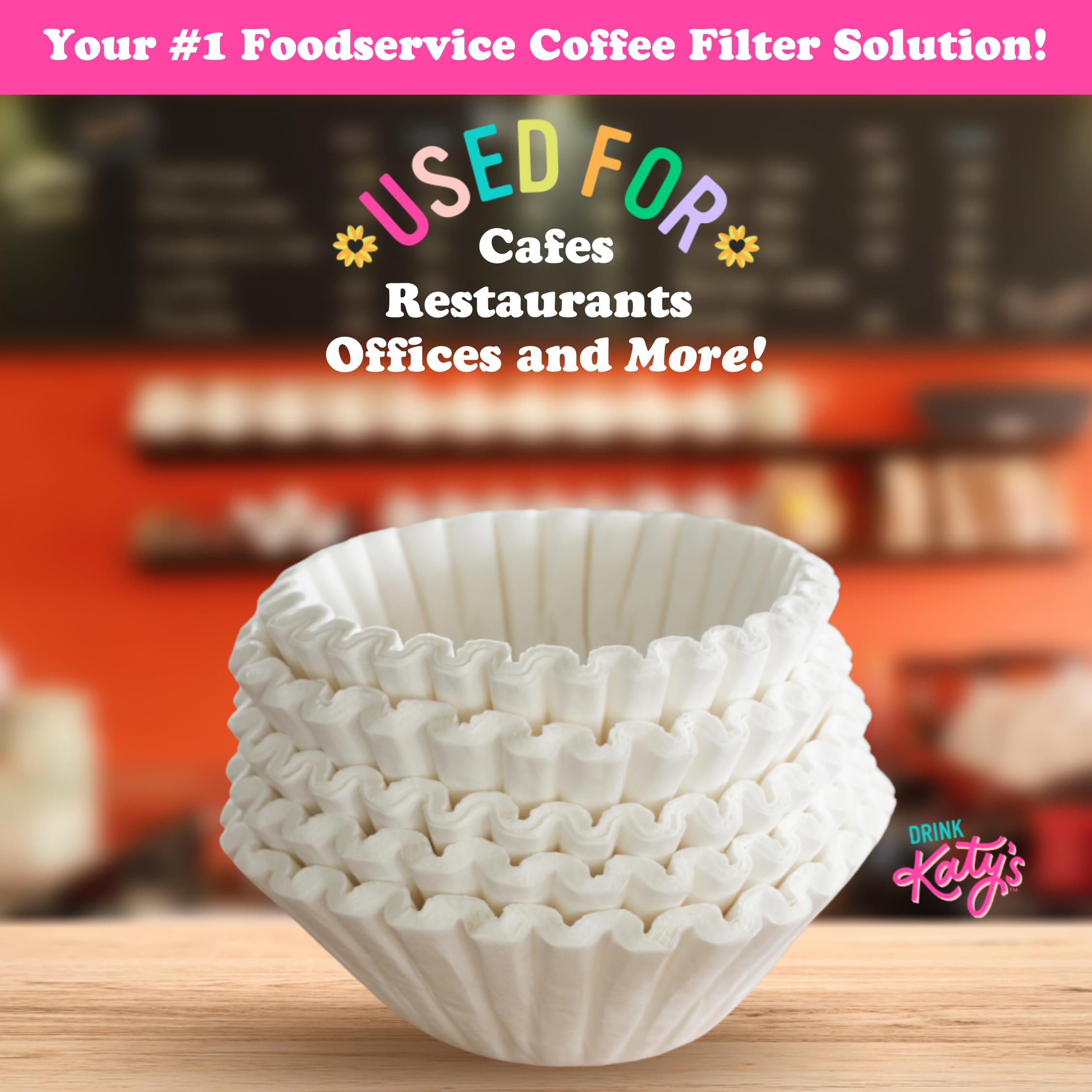 Katy’s Extra Large Coffee Filters | 1.5 to 3 Gallon Premium Commercial Coffee & Tea Filters for Restaurants, Cafés & More | 12.5” x 4.5” Inch Size | No Overflow, No Tearing | 250-Count Bulk Pack