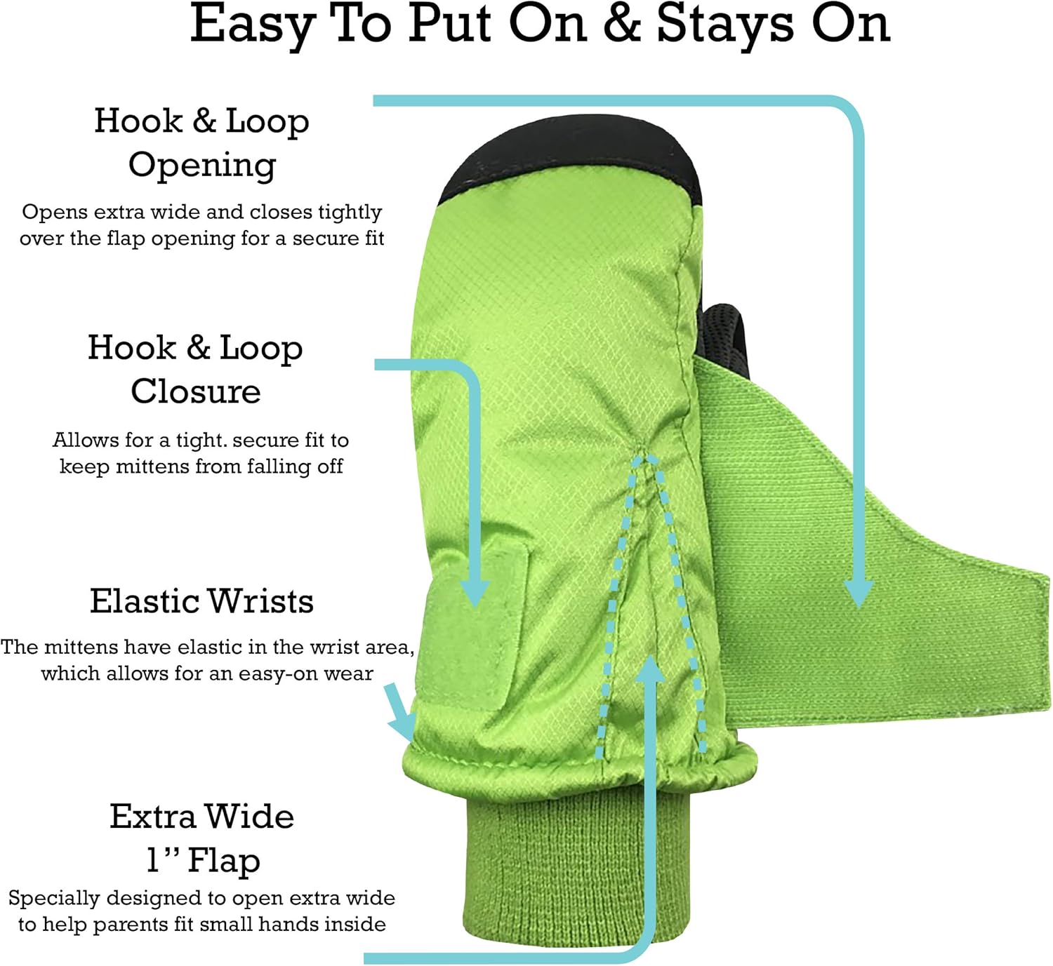 N'Ice Caps Kids Toddler and Baby Easy-On Wrap Waterproof Thinsulate Winter Mittens: Clothing