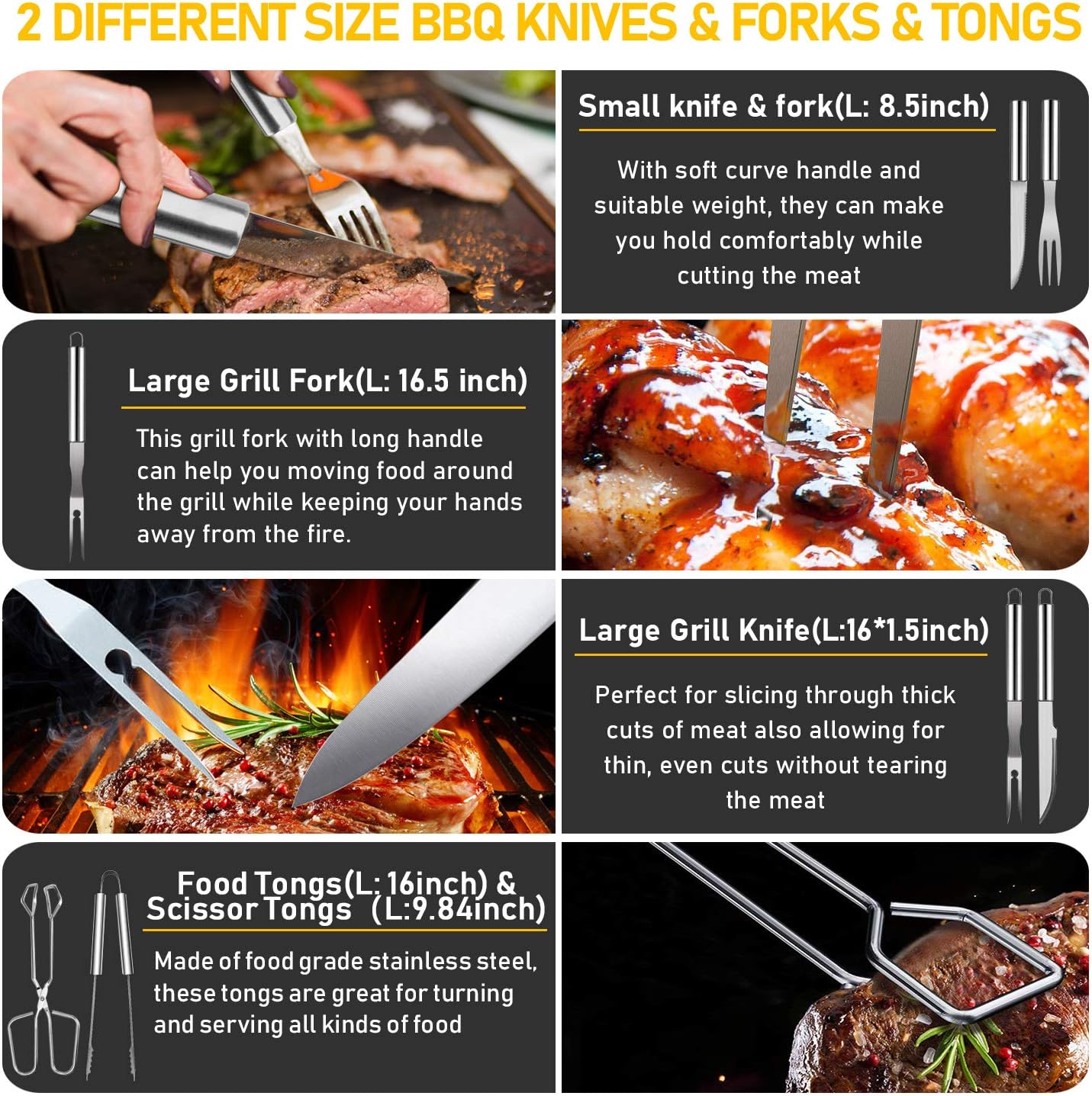 34PCS BBQ Grill Accessories Tools Set, Stainless Steel Grilling Tools with Carry Bag, Thermometer, Grill Mats for Camping/Backyard Barbecue, Grill Tools Set for Men Women : Garden & Outdoor