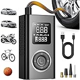 Tire Inflator Portable Air Compressor with Type-C Charging, Digital Pressure Gauge, LED Light, Smart Air Pump for Car, Motorcycle, Bike, Ball