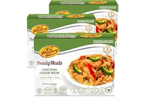 KJ Poultry Kosher Ready Meals - Chicken Chow Mein, MRE Meat Meals Ready to Eat, Gluten Free, Halal, (3 Pack) Prepared Entree Fully Cooked, Shelf Stable Microwave Dinner Travel Military Camping