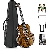 Caramel BEG95 Butterfly Bocote Glossy Baritone Acoustic &amp; Electric Ukulele | 30-inch Handmade Professional Ukelele Kit with Accessories