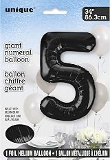 Unique Black Number 5 Shaped Large Foil Balloon 86cm - 1 Piece view 2