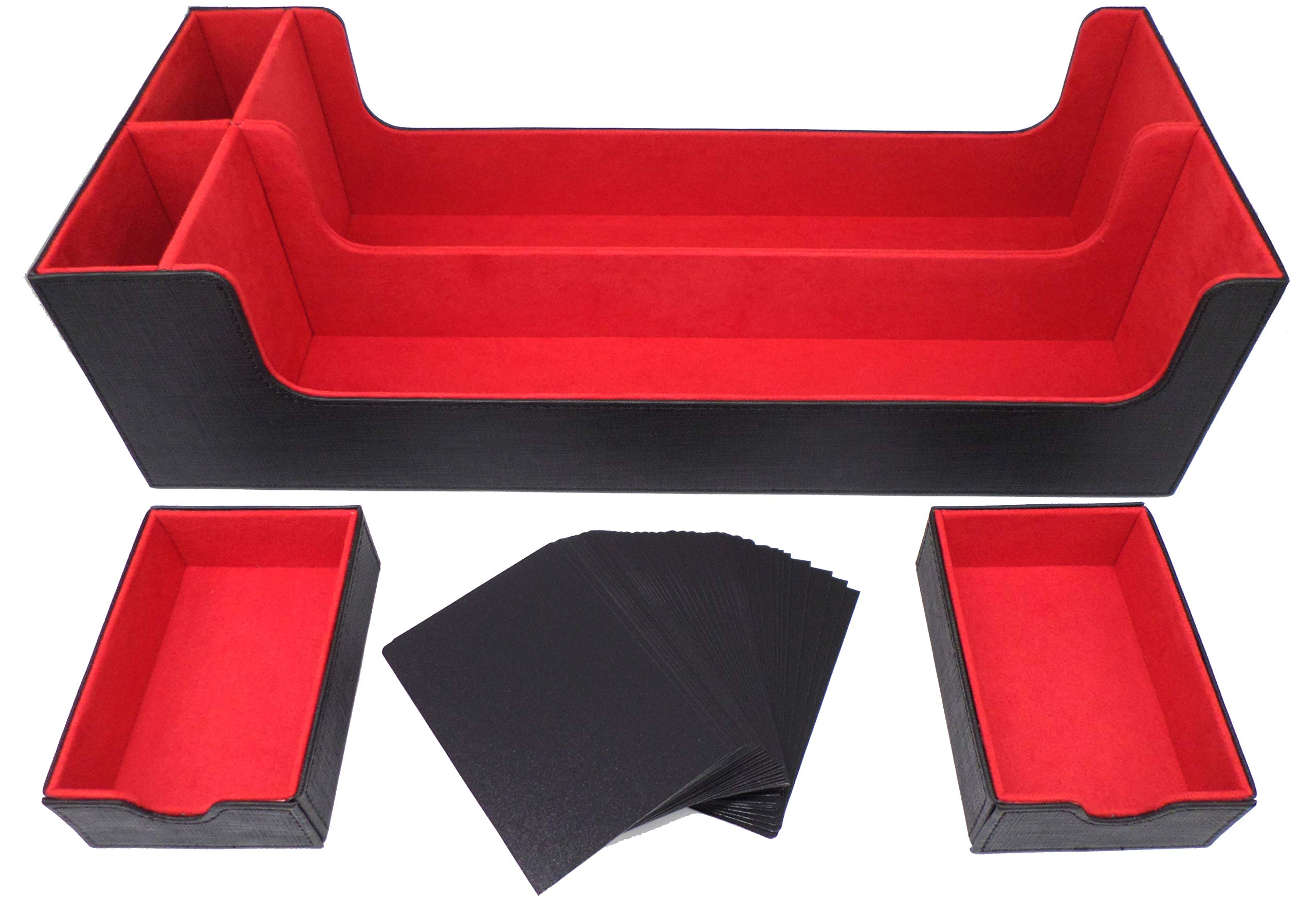 docsmagic.de Premium 2-Row Trading Card Storage Box Black/Red + Trays & Divider - MTG PKM YGO