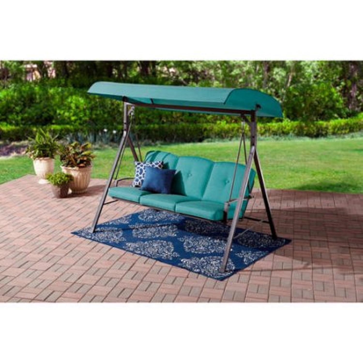 Mainstays Forest Hills 3 Seat Cushion Swing Teal Garden Outdoor Cjp Org In