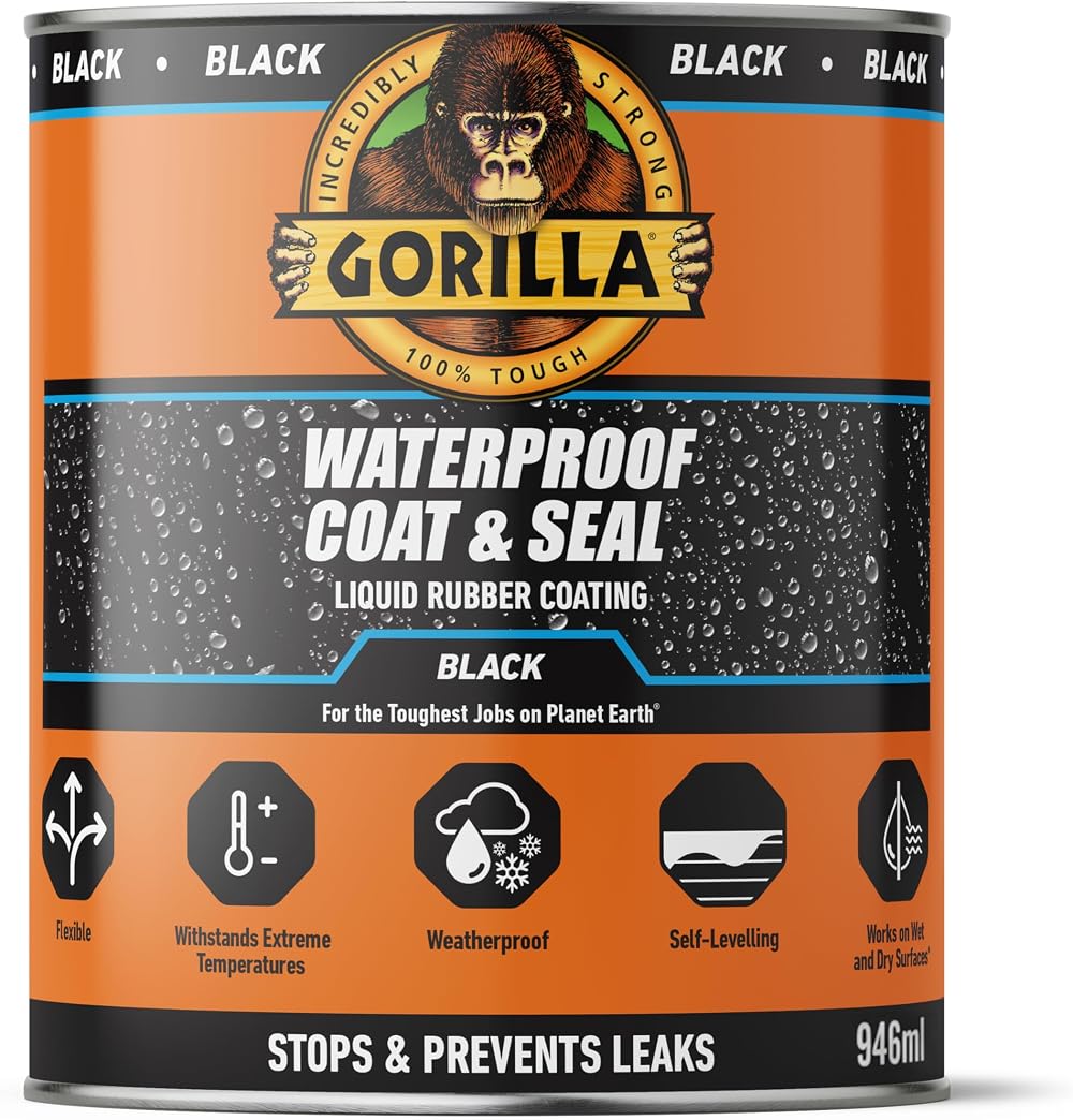 Gorilla Waterproof Coat & Seal Black 946ml | Flexible Sealant